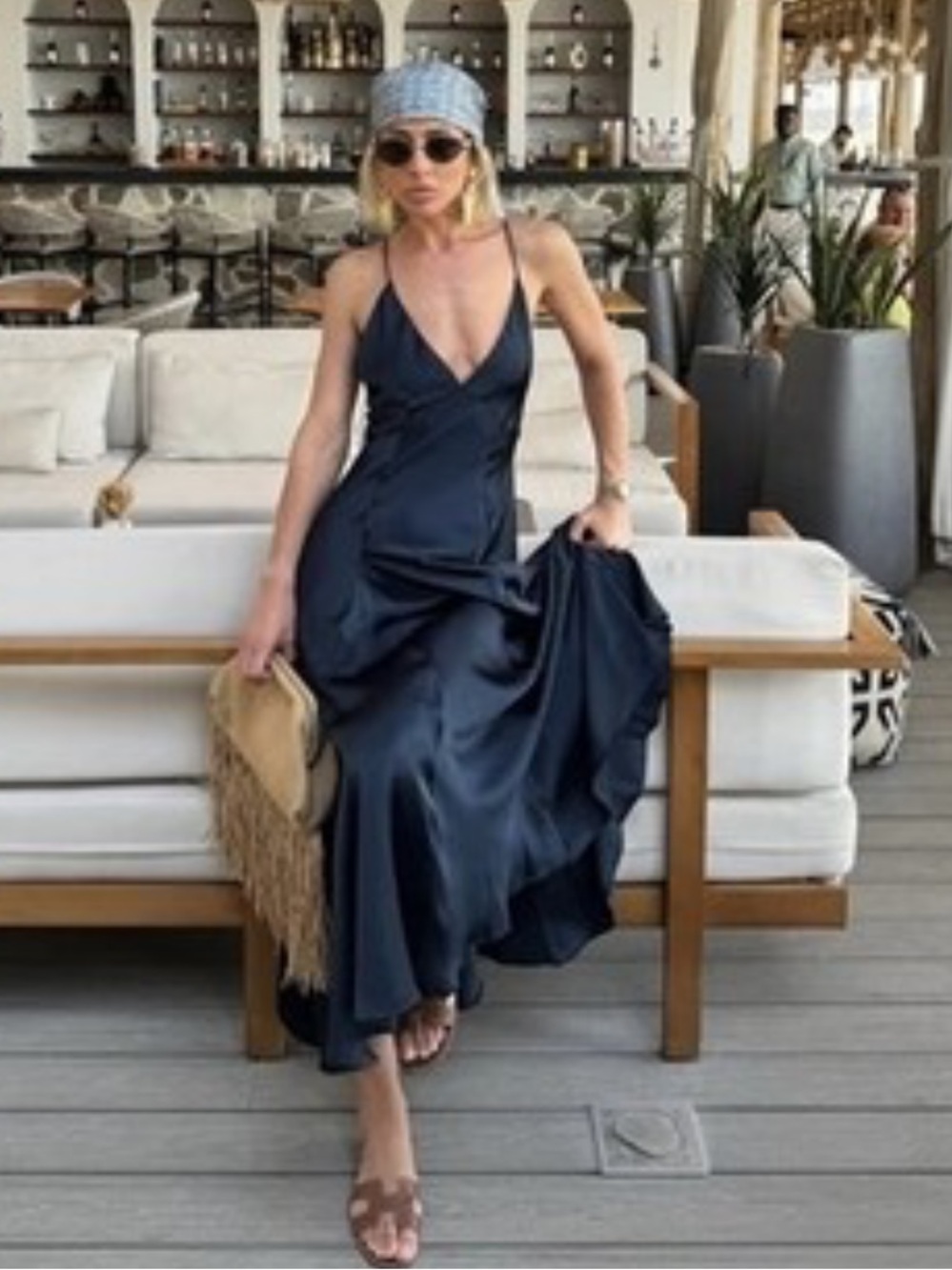 Zara NWT satin effect maxi dress dark navy 9763/987 - Picture 10 of 11